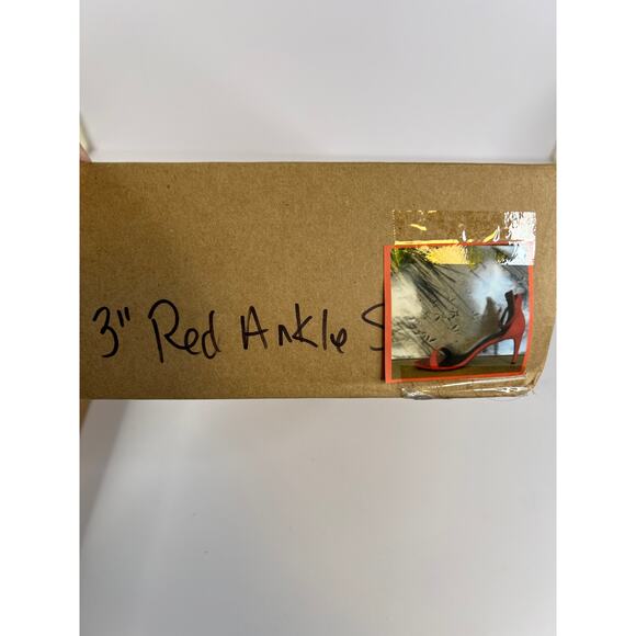 ASOS Size 8 Red Suede 3 Inch Ankle Strap Heels Open Toe - Picture 14 of 15